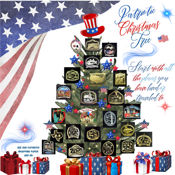 God Bless America Ornament Colored Brass Patriotic USA Flag Eagle Red White Blue - Picture 5 of 6